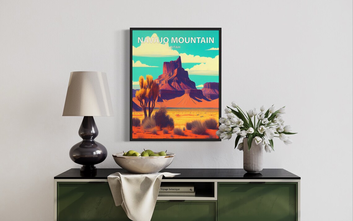 Navajo Mountain Utah Red Desert Butte Sunset Golden Travel Poster - Image 3