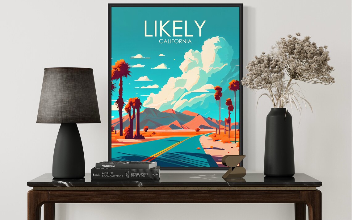 Likely California Open Desert Highway Palm Mountain View Poster - Image 3