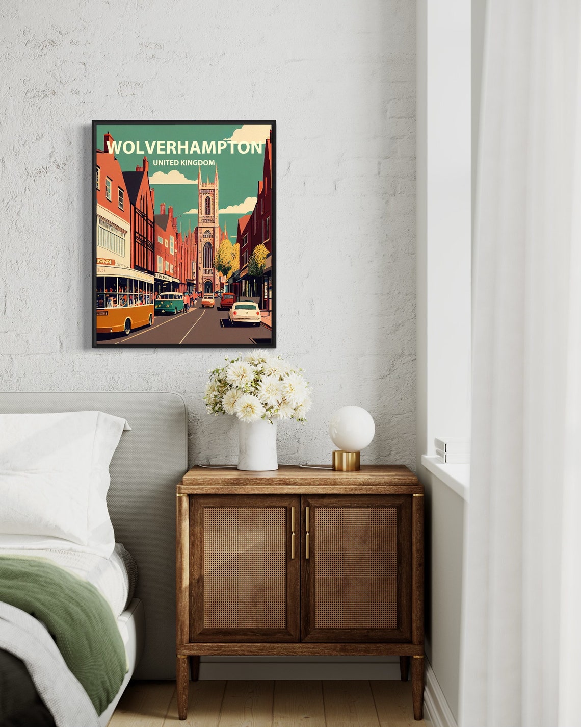 Wolverhampton United Kingdom Retro Street Church Tower Poster - Image 3