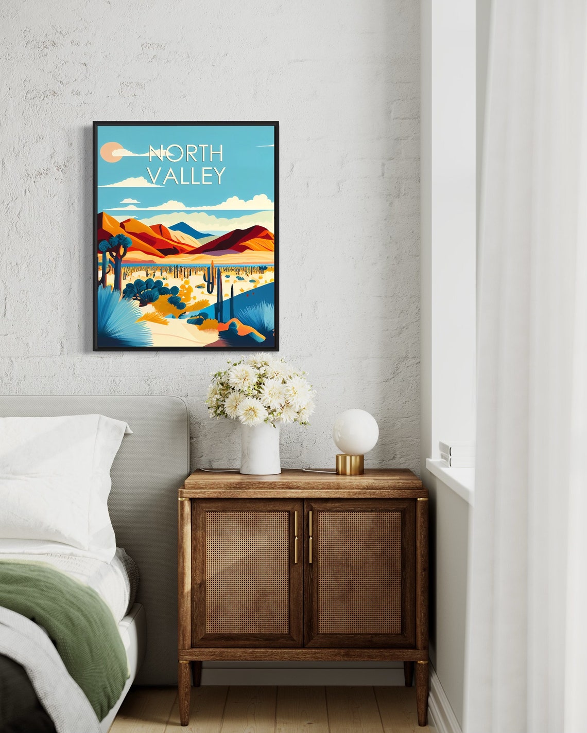 North Valley Desert Mountains Joshua Trees Sunset View Art Poster - Image 2