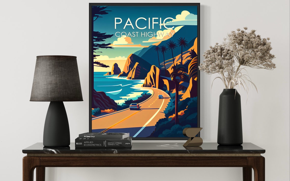 Pacific Coast Highway California Golden Sunset Cliffs Drive Poster - Image 3