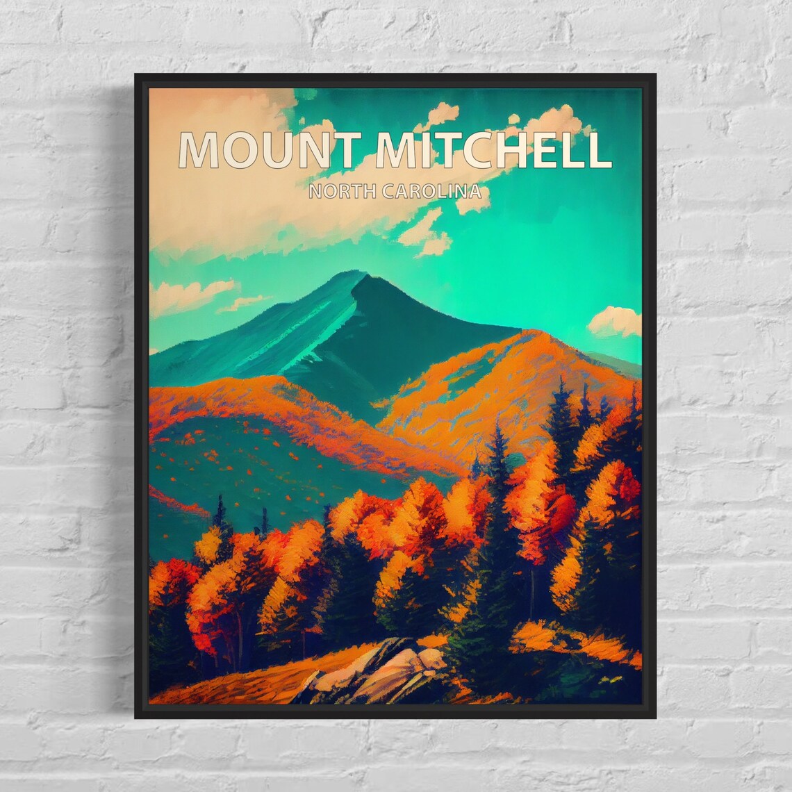 Mount Mitchell North Carolina Autumn Foliage Peak Mountain Poster