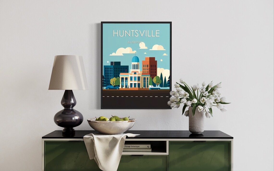 Huntsville Alabama Historic Domed City Hall Building Art Poster - Image 3