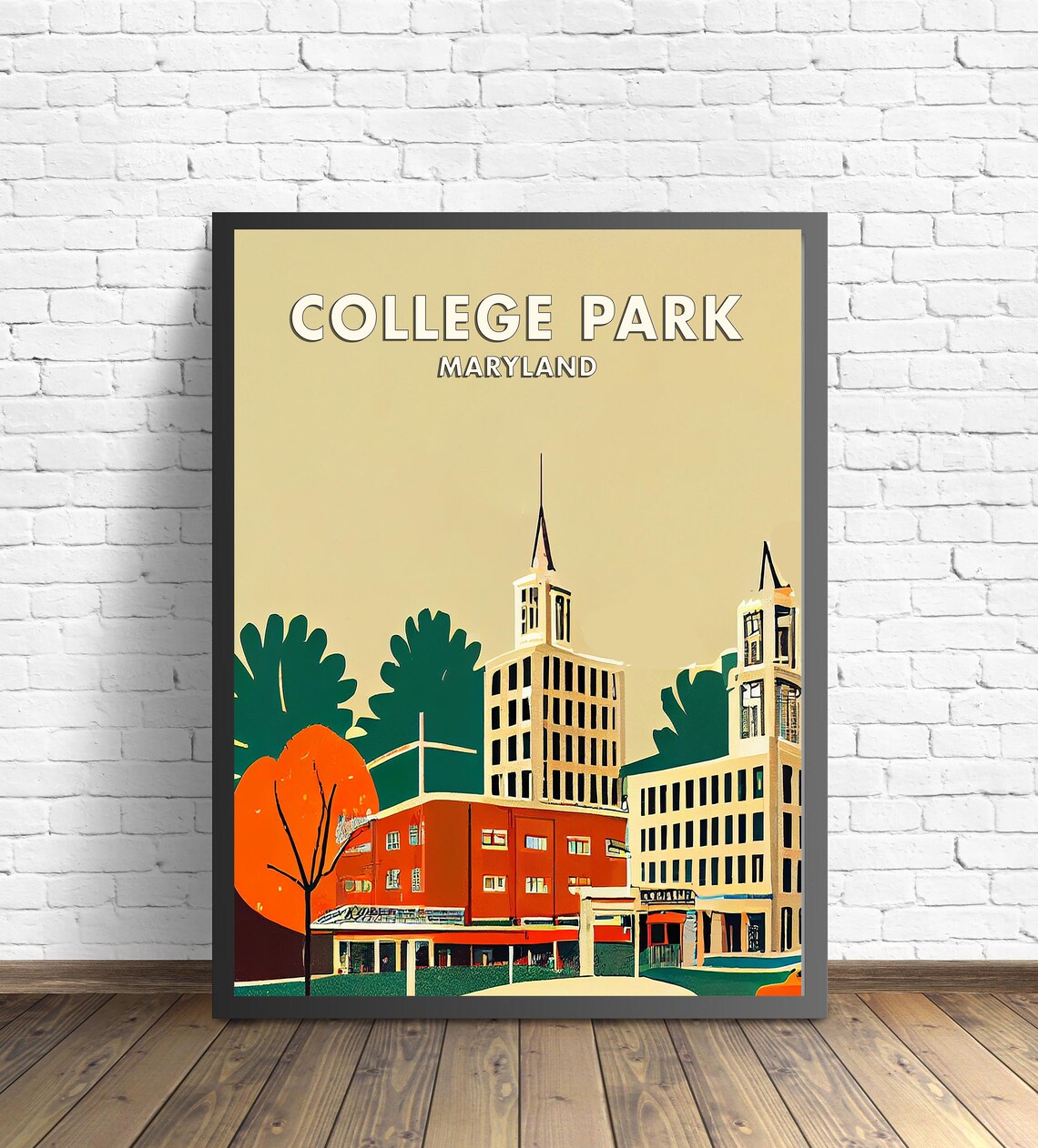 College Park Maryland Mid Century Campus University Towers Poster