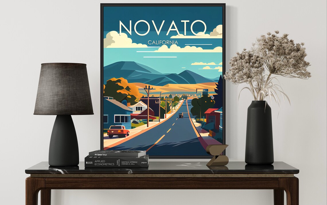 Novato California Suburban Highway Mountain View Retro Travel Poster - Image 3