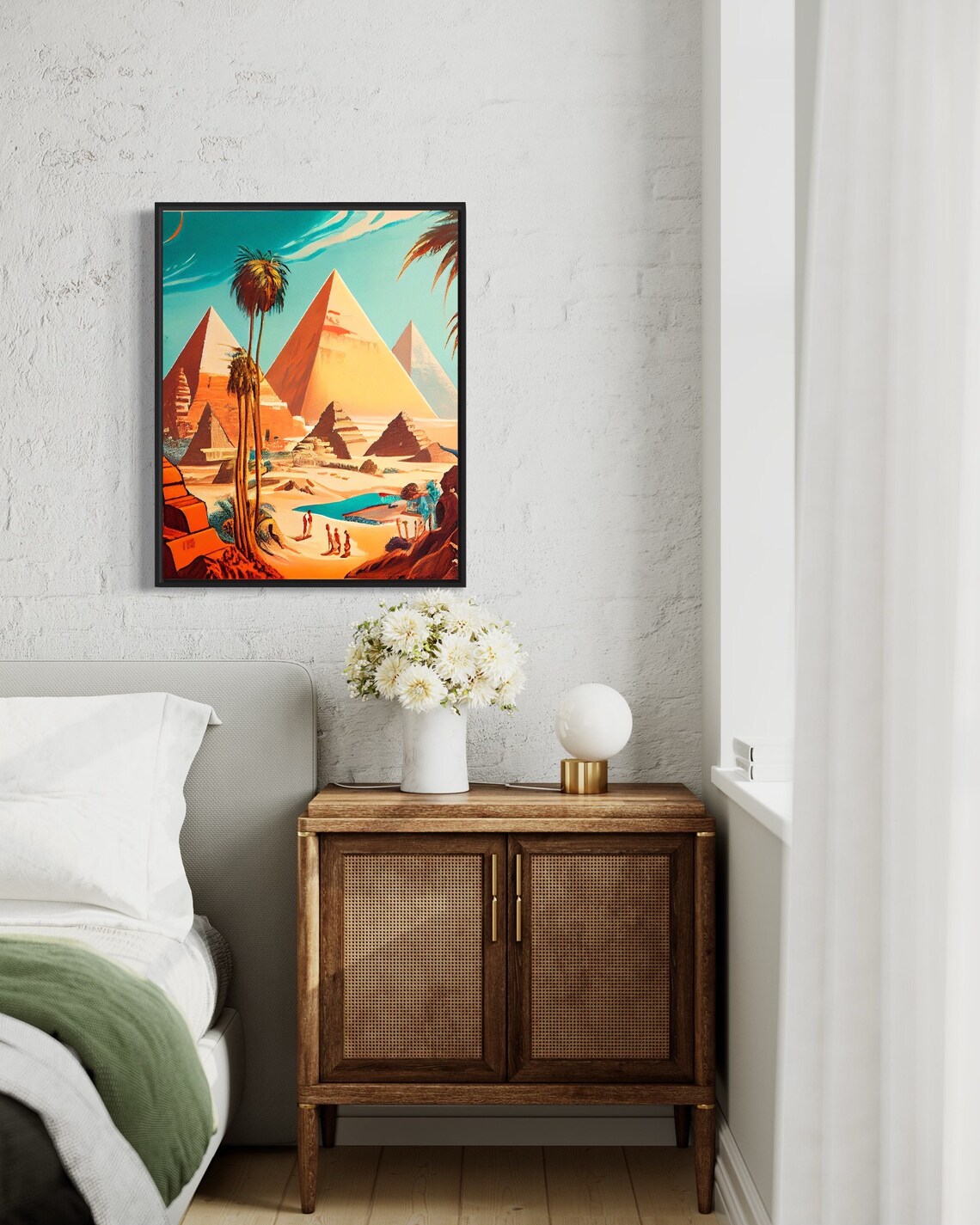 Pyramids of Giza Egypt Desert Oasis Vintage Style Travel Poster - Image 3