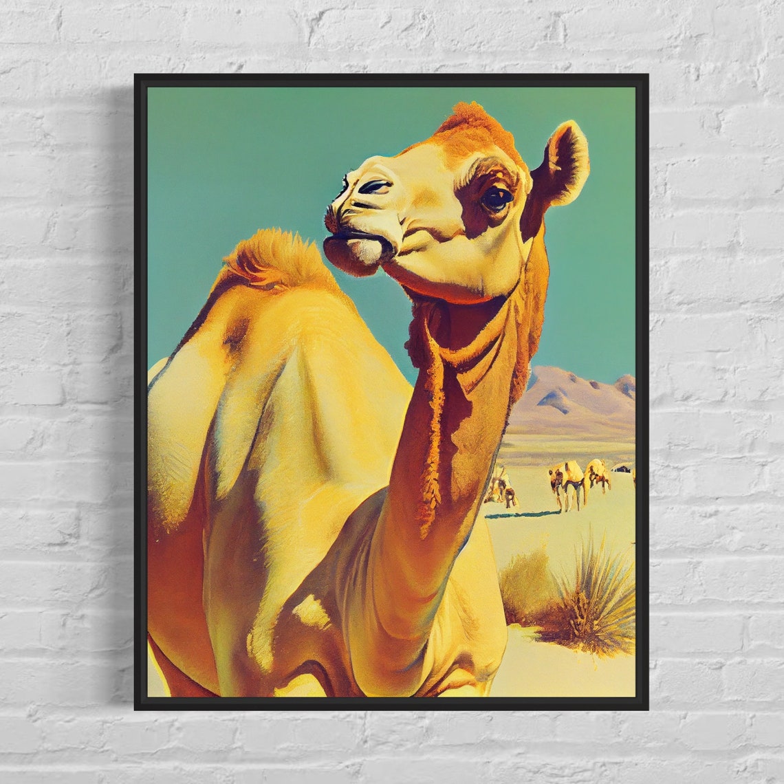 Desert Camel Close Up Portrait Pop Art Wildlife Wall Decor Poster