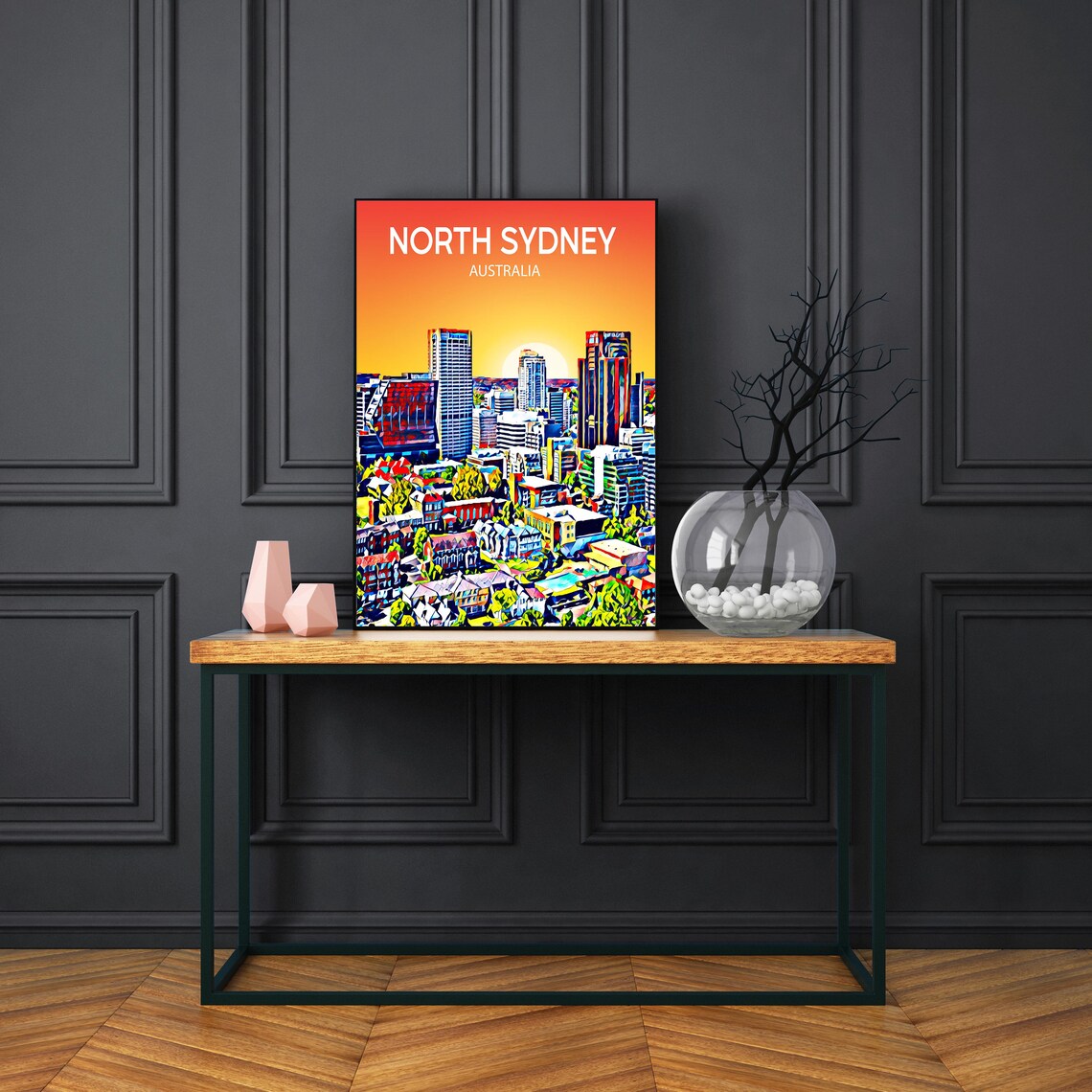 North Sydney Australia Tower Skyline Golden Sunset City View Poster - Image 3
