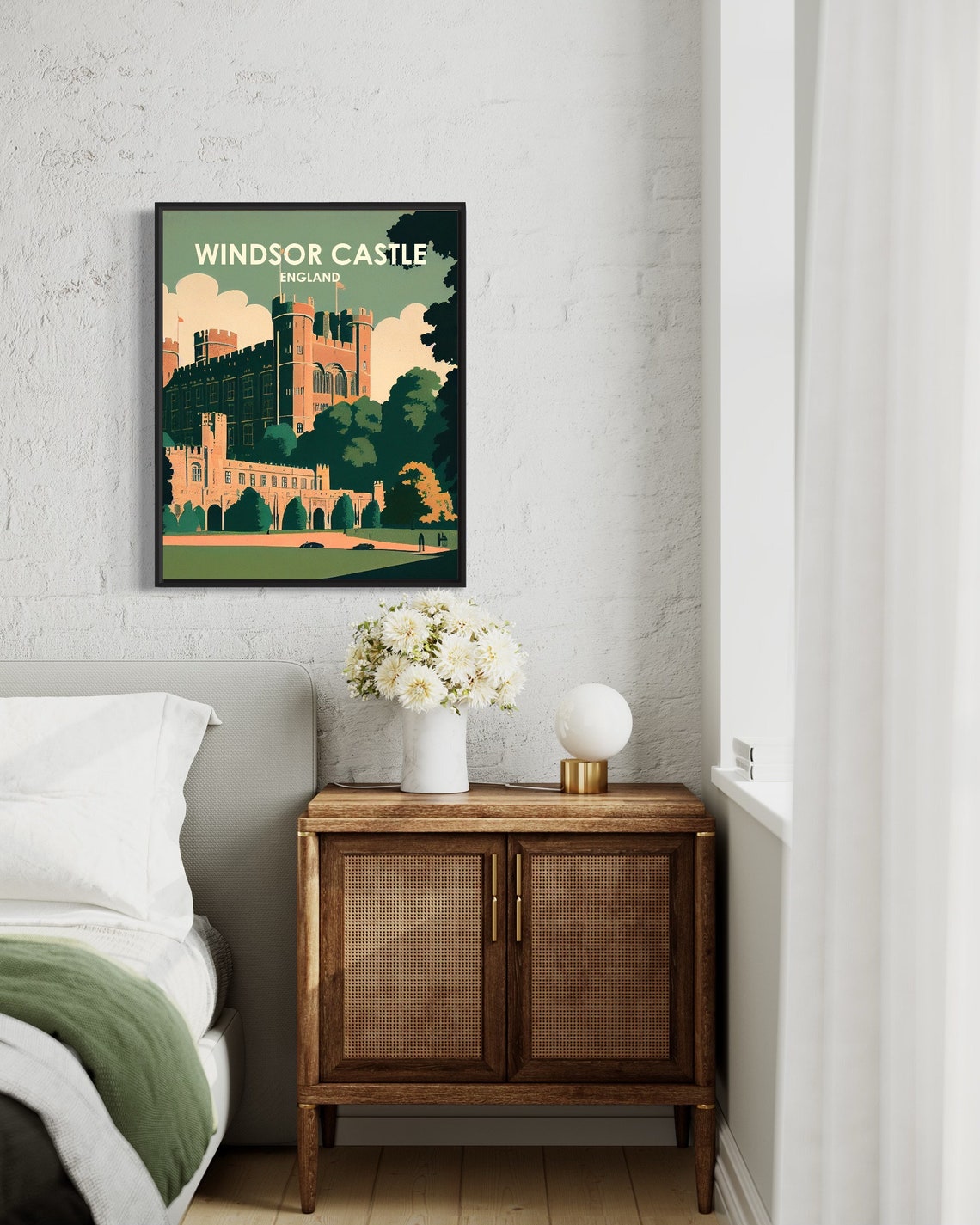 Windsor Castle England Royal Fortress Manicured Gardens View Poster - Image 3