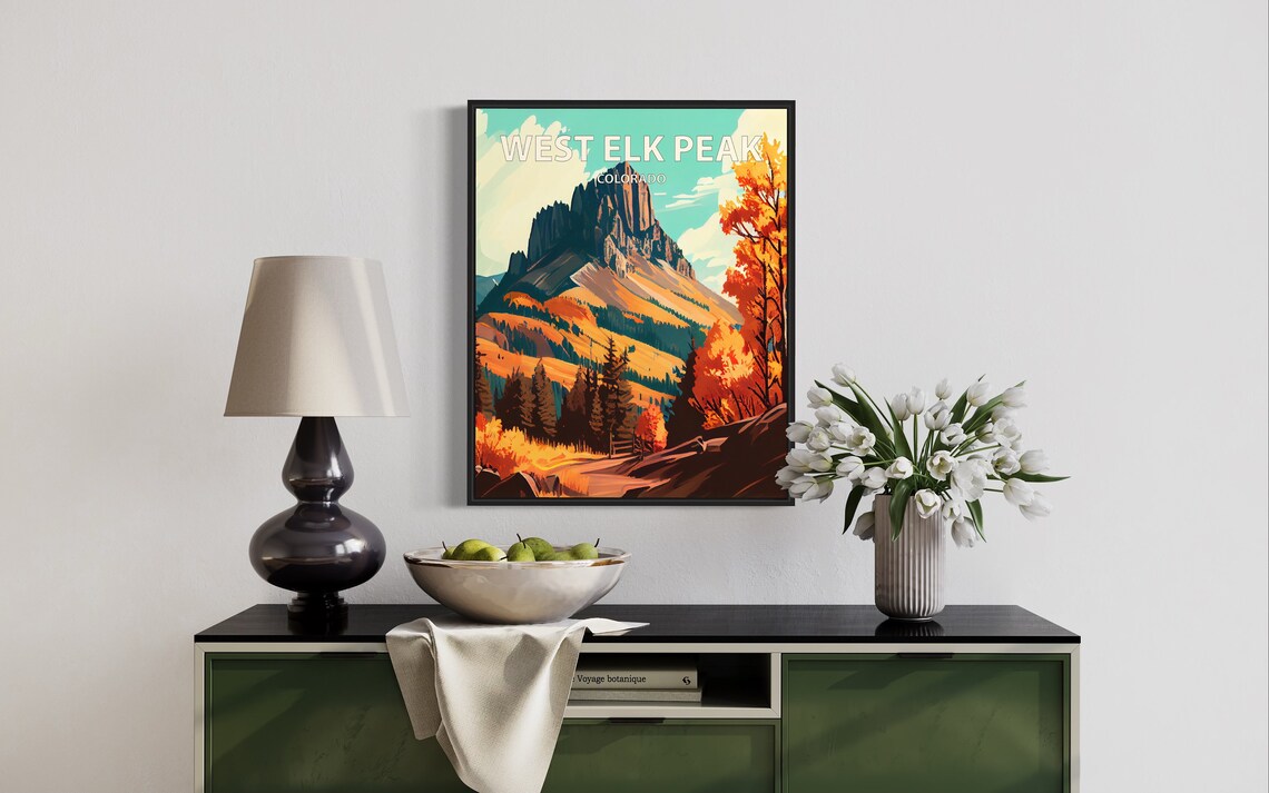 West Elk Peak Colorado Jagged Summit Above Autumn Forest Poster - Image 3