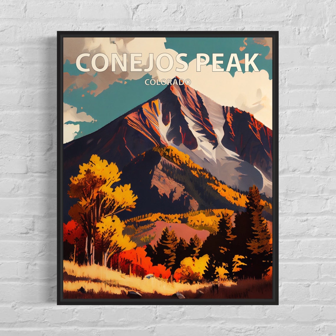 Conejos Peak Colorado Autumn Aspens Mountain Summit View Poster