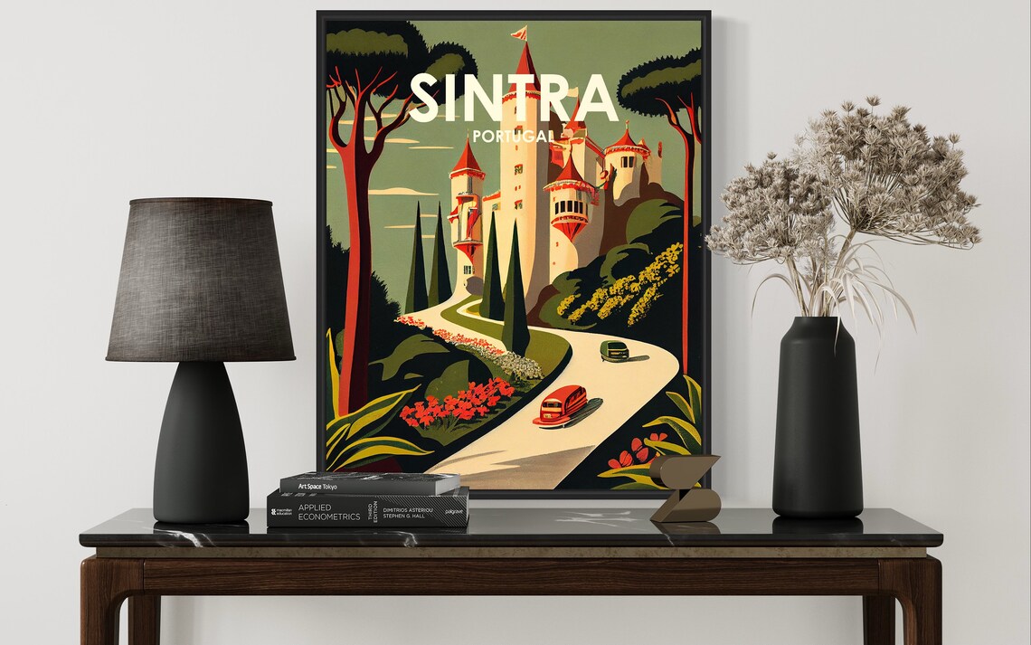 Sintra Portugal Retro Art Print Sintra Portugal Wall Art Illustration Sintra Portugal Vintage Minimal Design Poster - Image 2