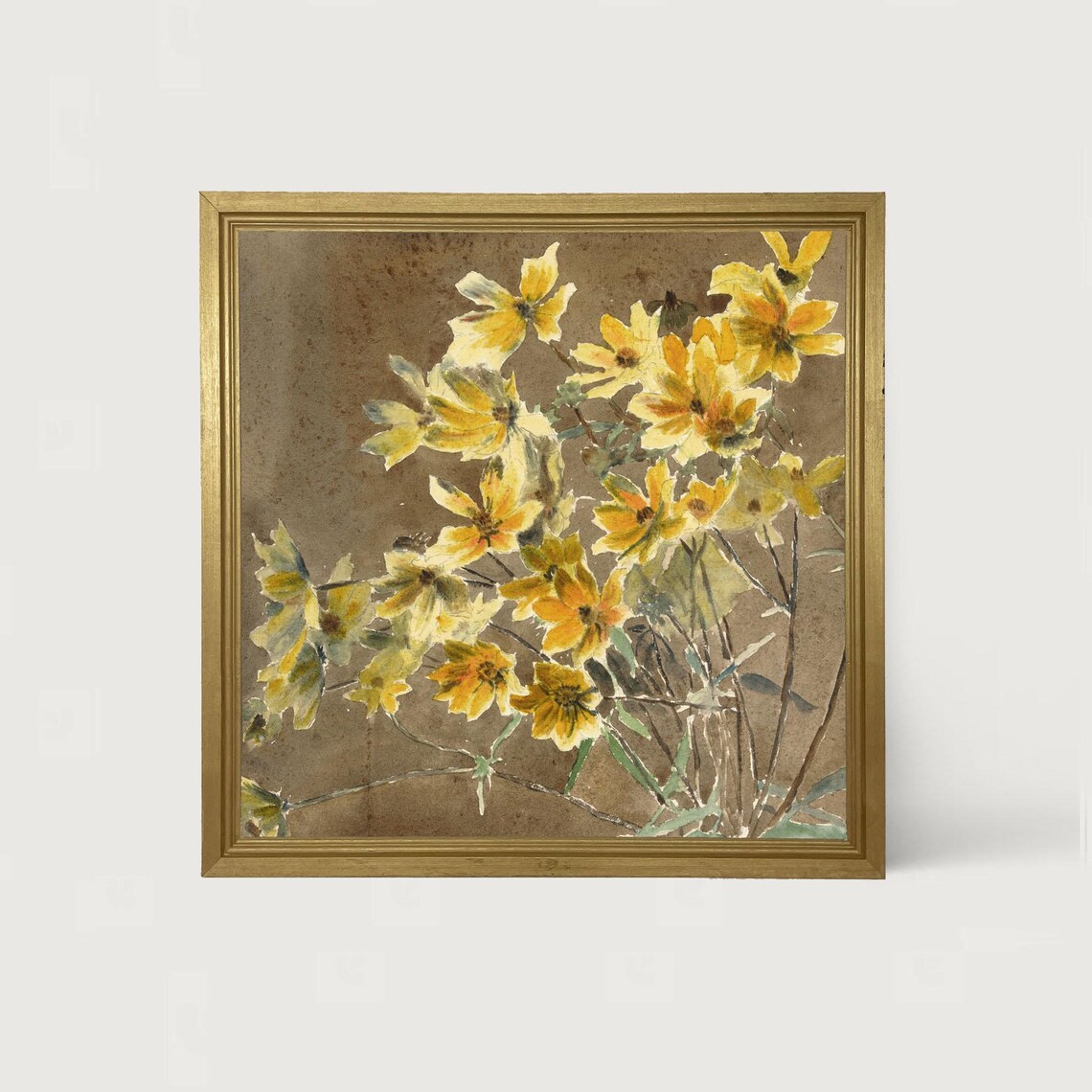 Blooming Flowers Botanical Art Print, Spring Yellow