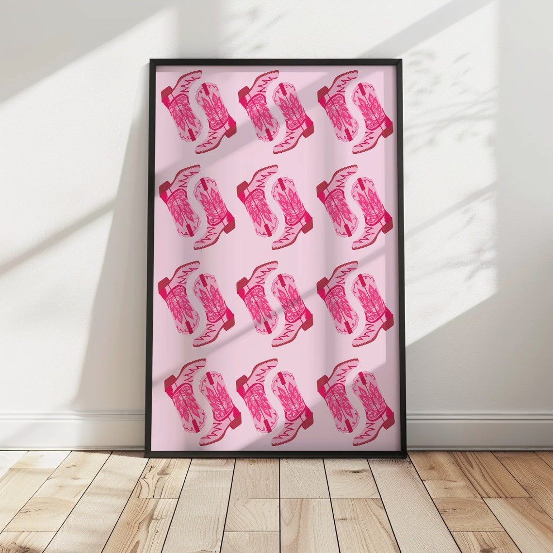 Pink Cowgirl Boots Print Country Western Aesthetic Western Dorm Room Decor Cowgirl Print Vintage Retro Art Preppy Wall Art - Image 2