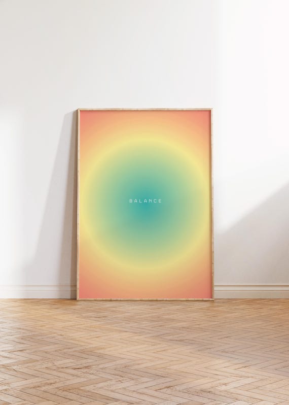 Aura Retro Gradient Poster Daily Affirmations Print Mental Health Balance Yoga Gift Indie Room Decor Colorful Wall Art Y2k