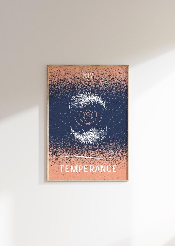 Temperance Tarot Card Astrology Poster Grimoire Zodiac Print Pagan Decor Arcane Indie Room Constellation Spiritual Preppy Wall Art