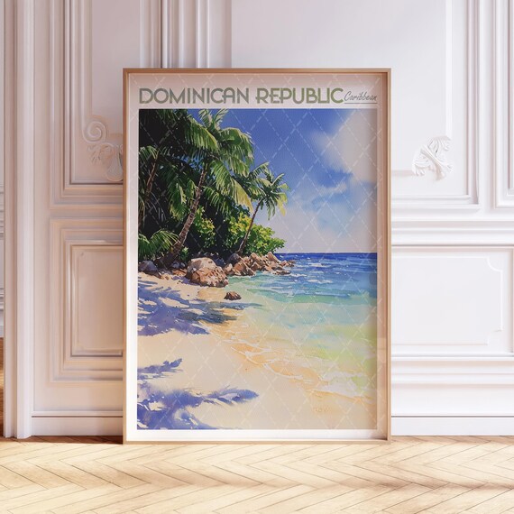 Dominician Republic Watercolor Wall Art Caribbean Print Travel Poster World Cities Pastel Colors
