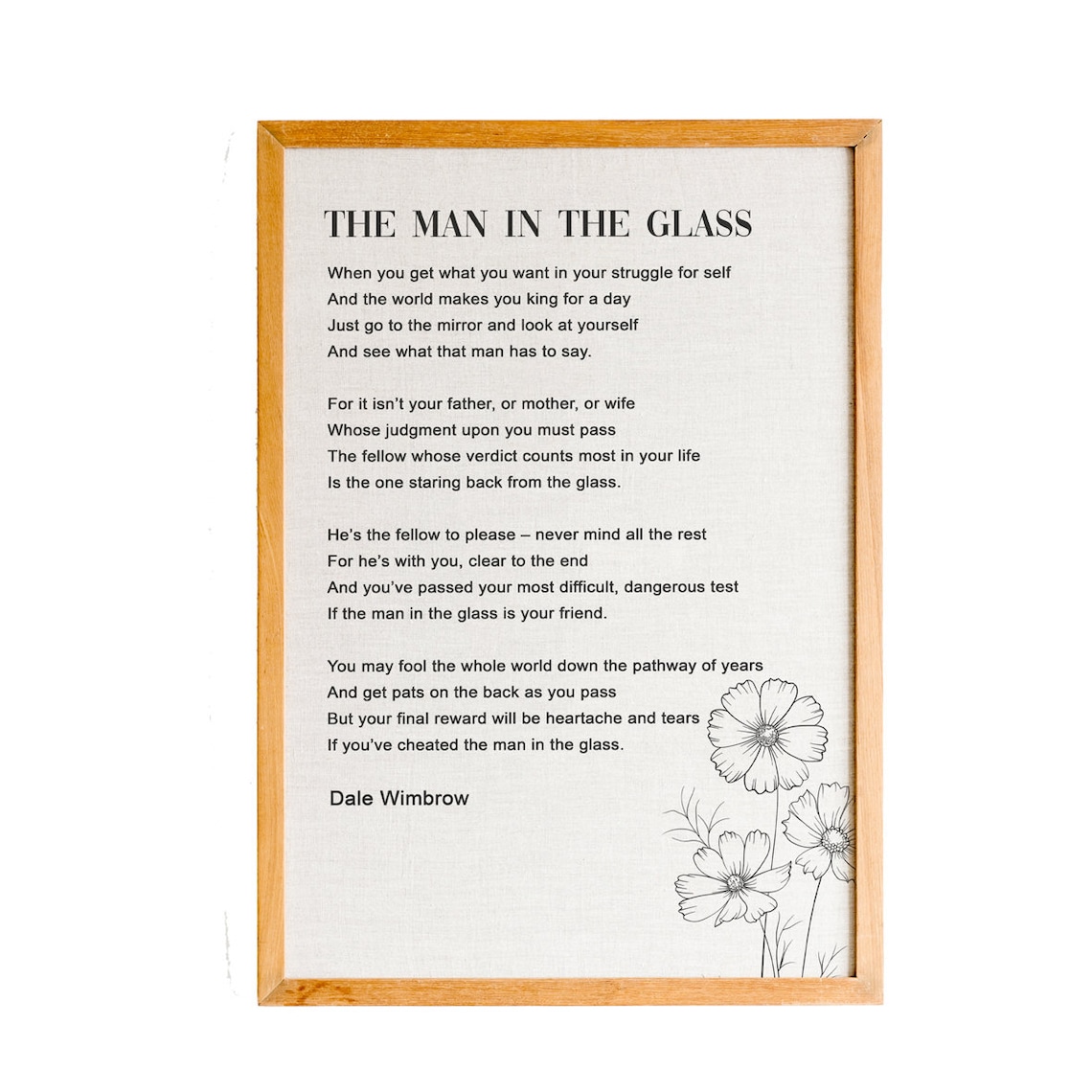 Dale Wimbrow The Man In The Glass Mirror Cosmos Quote Poster