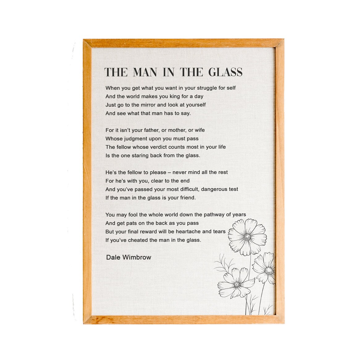 The Man In The Glass By Dale Wimbrow Poetry Art Print Literature Wall Art Poem Physical Print Modern Home Decor Wall Art Print Quote