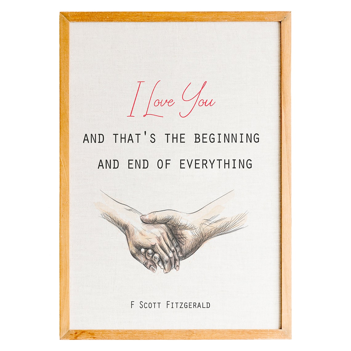 F Scott Fitzgerald I Love You Beginning End Holding Hands Quote Poster
