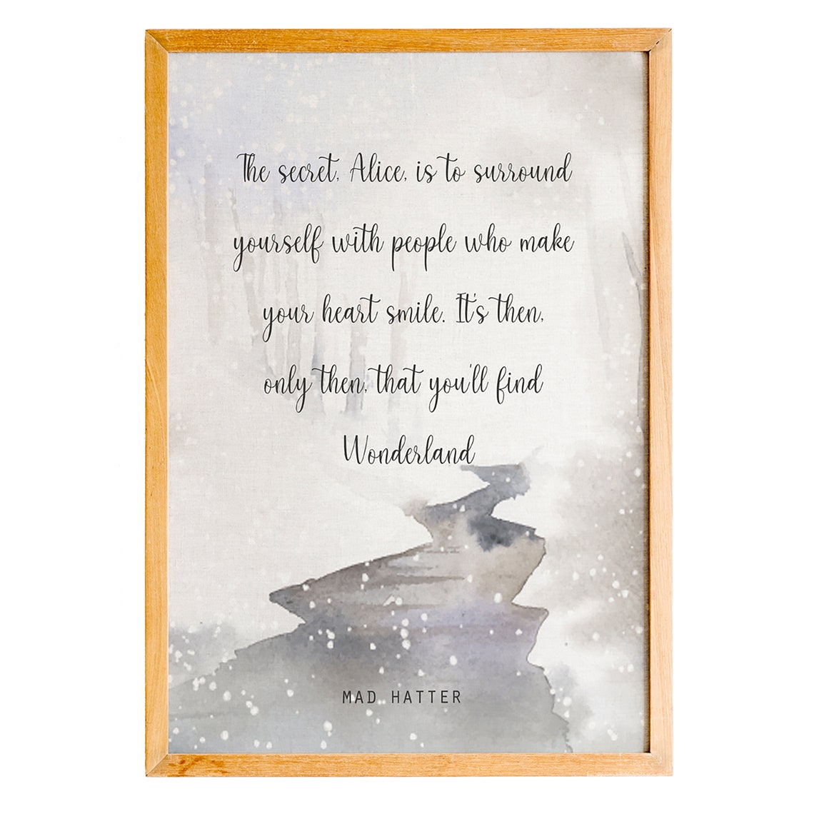 Mad Hatter Secret Alice Wonderland Watercolor Script Quote Poster