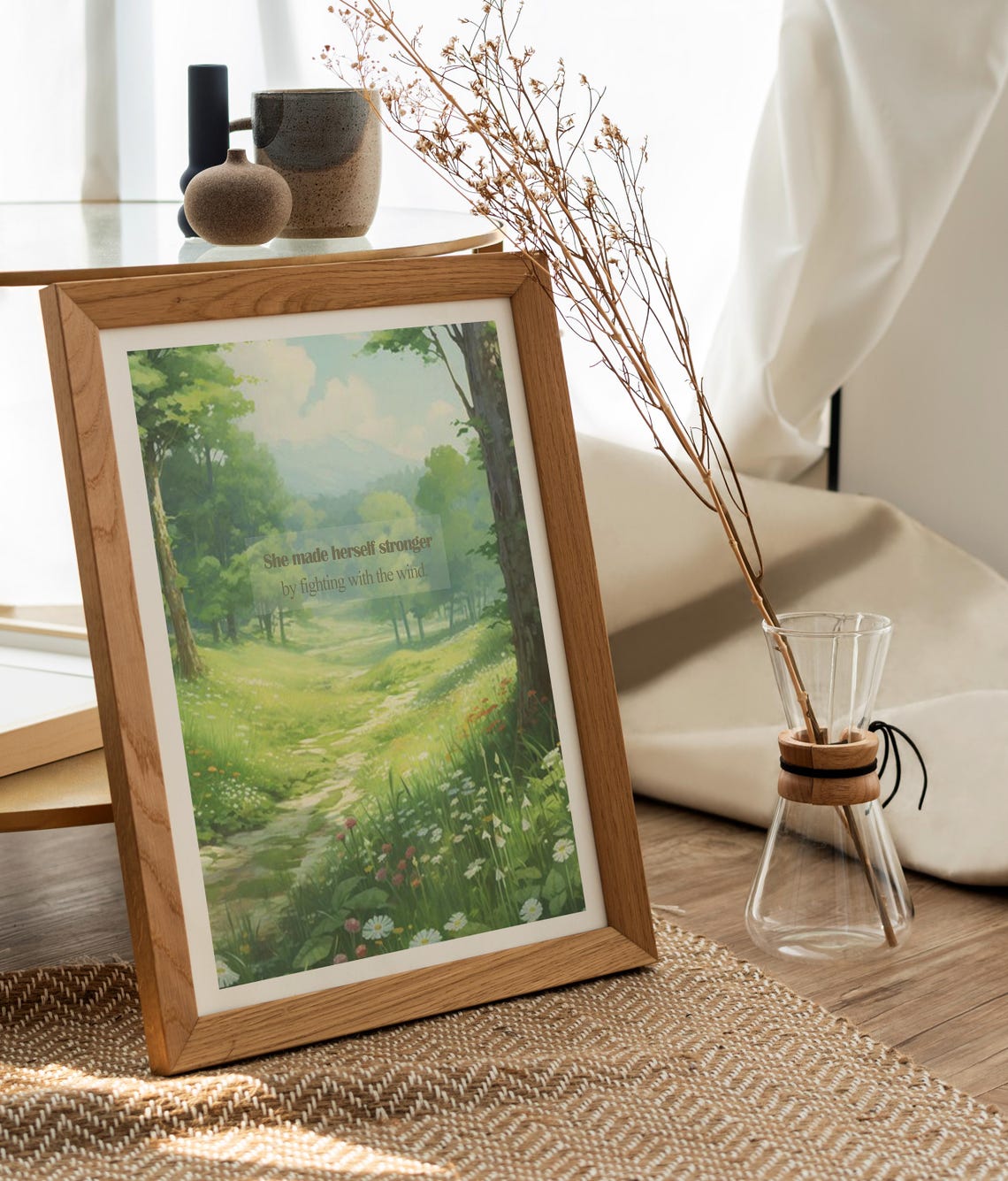 Jane Eyre Quote She Made Herself Stronger Watercolor Forest Art Poster - Image 2