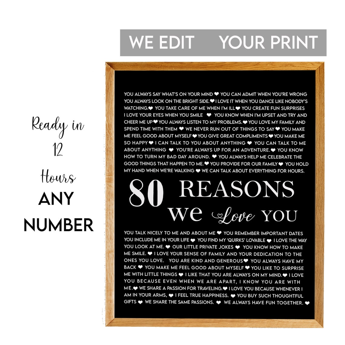 80 Reasons Why We Love You Black Chalkboard 80th Birthday Poster