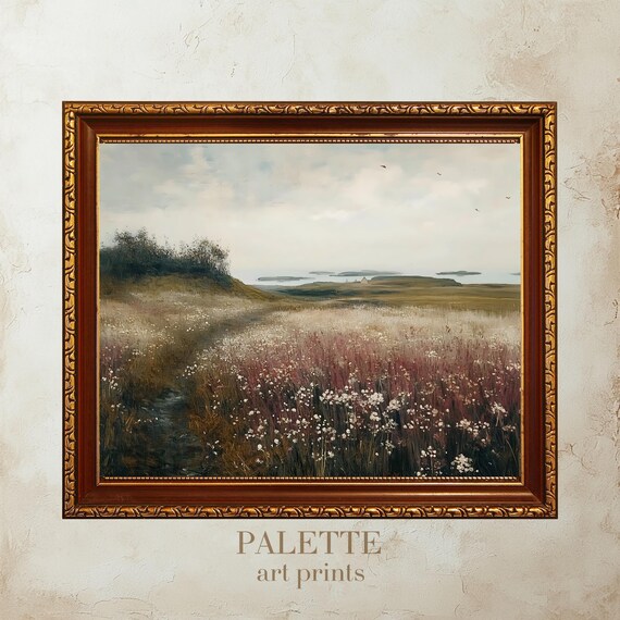 Coastal Wildflower Meadow Overlooking Sea and Islands Wall Art
