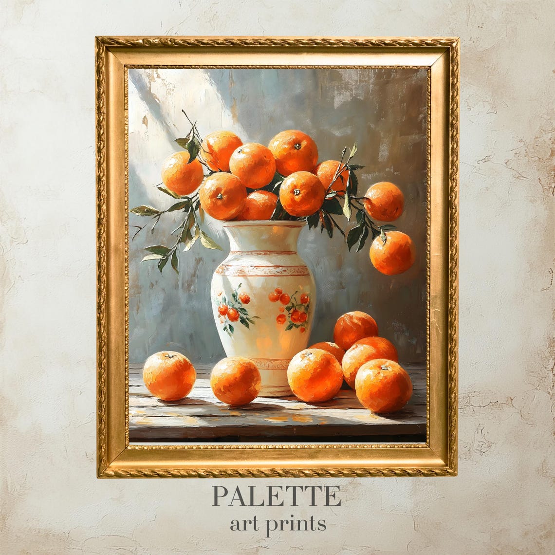 Bright Orange Still Life Citrus Fruit Sunlit Kitchen Art Print