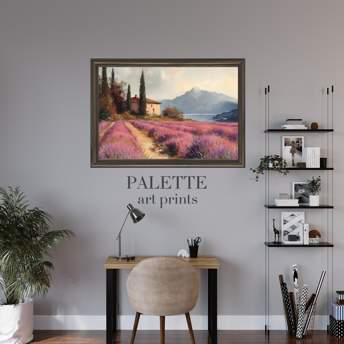 Tranquil Lavender Field With Mountain View, Rustic House - Image 3