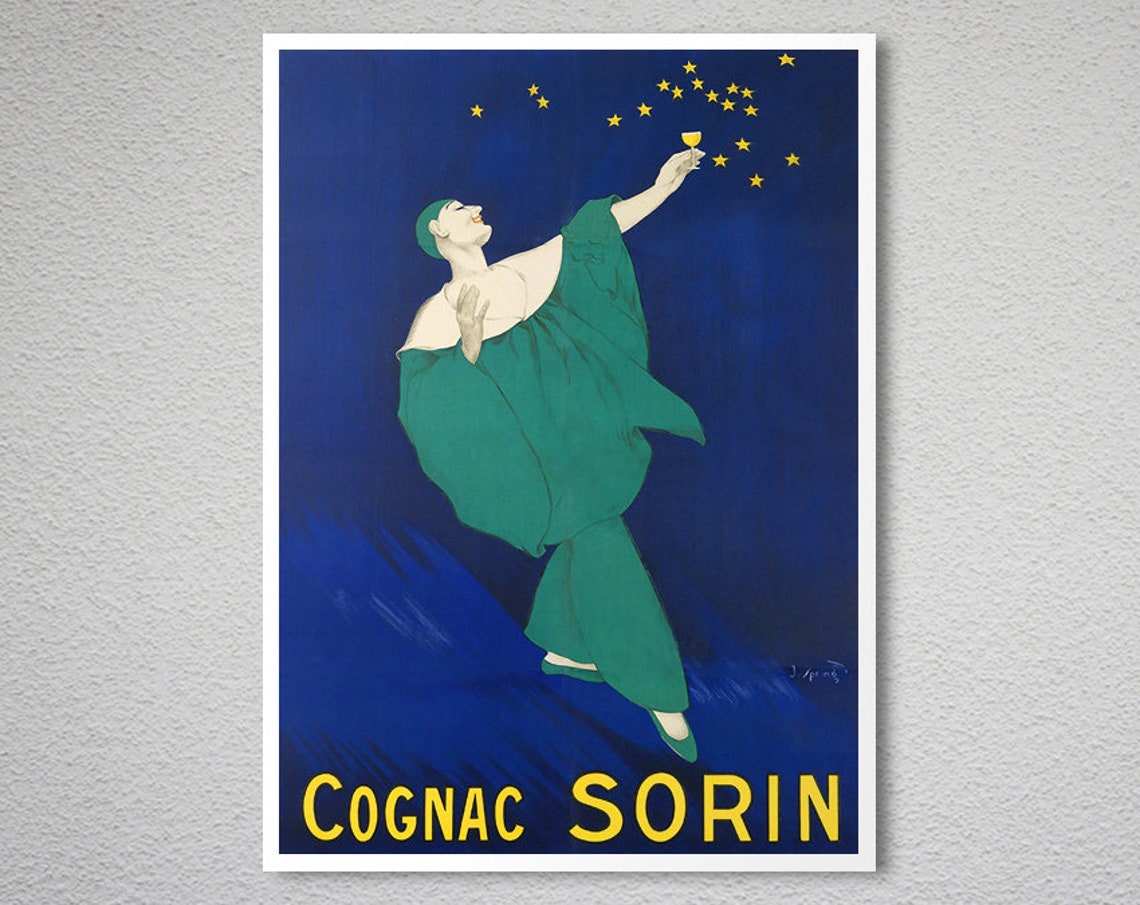 Vintage Cognac Sorin French Advertising Starry Night Blue Poster - Image 2