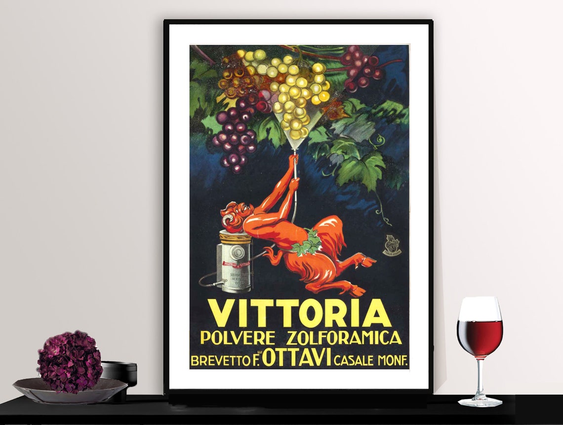 Vittoria Ottavi Sulfur Powder Red Demon Grape Vine Ad Poster