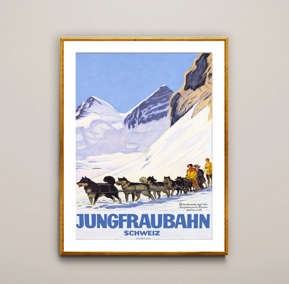 Jungfraubahn Suisse Vintage Travel Poster Poster Paper Or Print Gift Idea Wall Decor