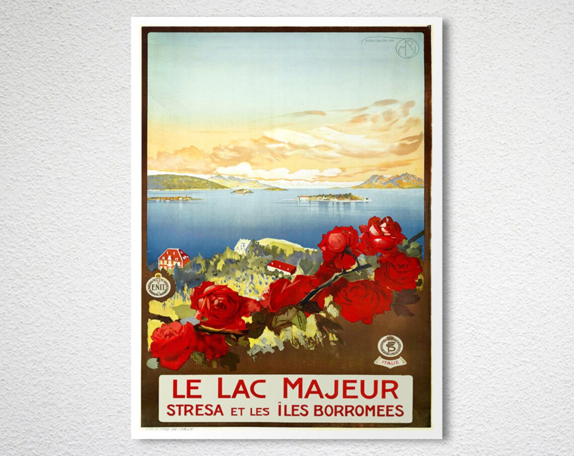 Le Lac Majeur Stresa Iles Borromees Roses Italy Vintage Travel Poster - Image 2