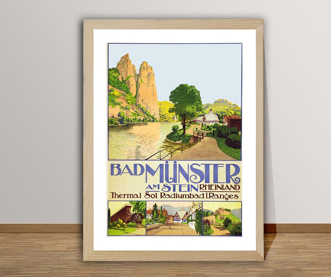 Bad Münster Am Stein Vintage Travel Poster - Image 2