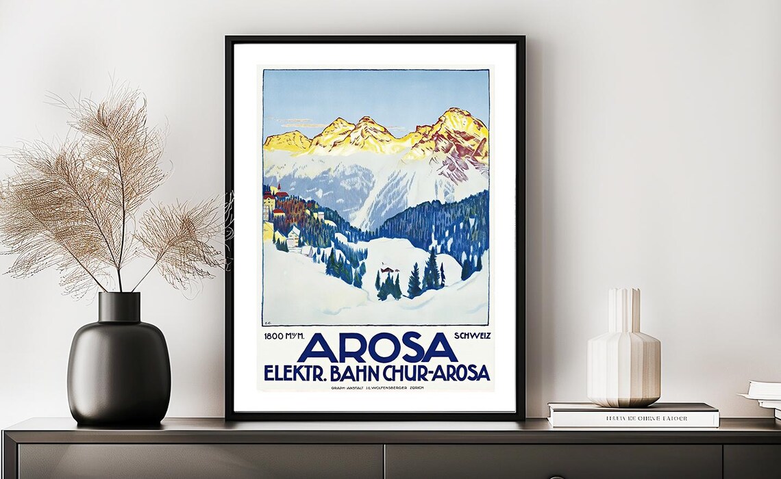 Arosa Elektr Bahn Chur Arosa Vintage Travel Poster