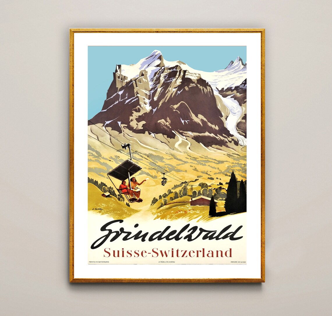 Grindelwald Suisse Vintage Travel Poster, Wall Decor - Image 2