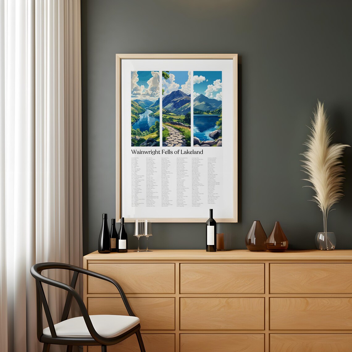 Wainwright Fells Of Lakeland Triptych Hiking Checklist Poster - Image 2