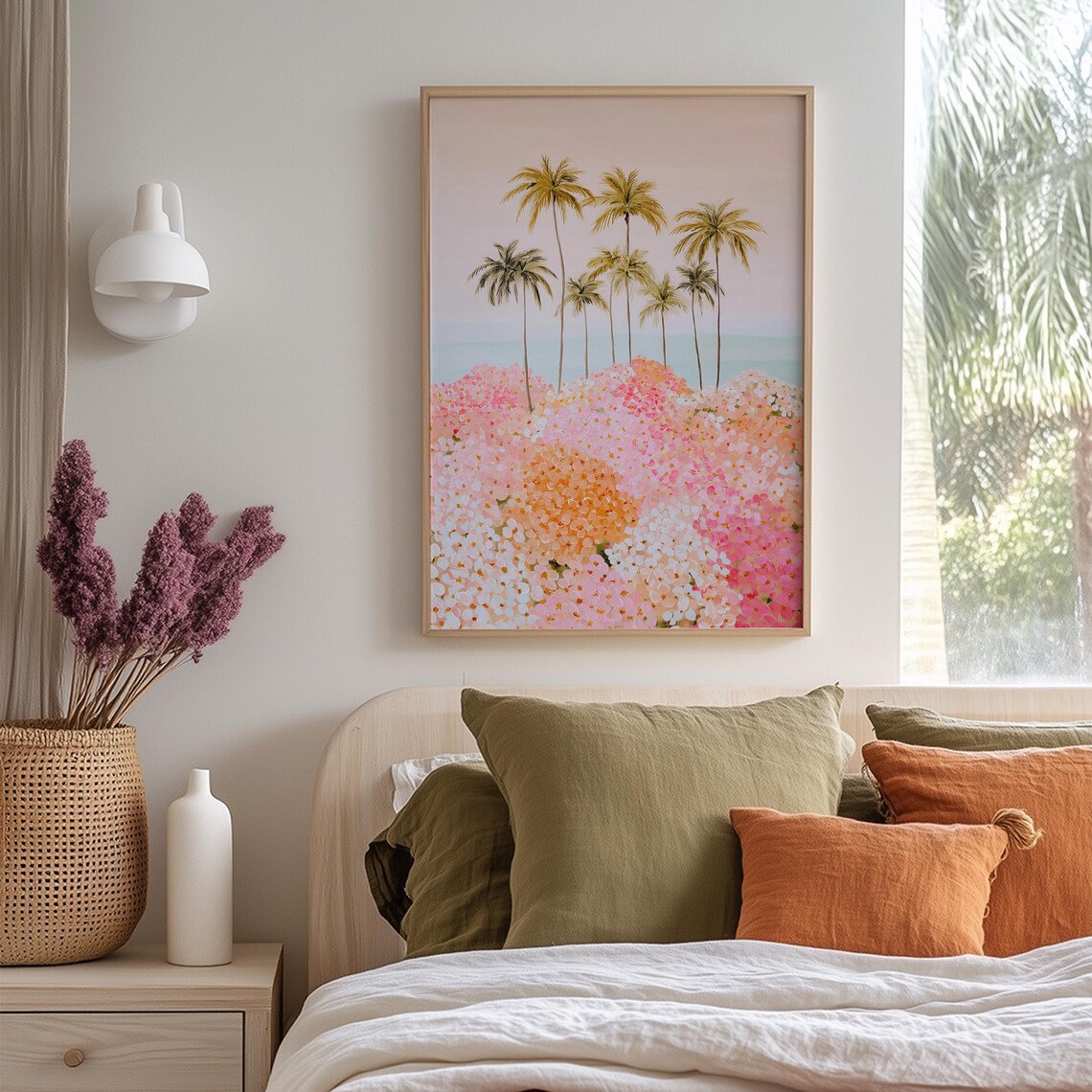 Tropical Palm Print, Pastel Coastal Art Print