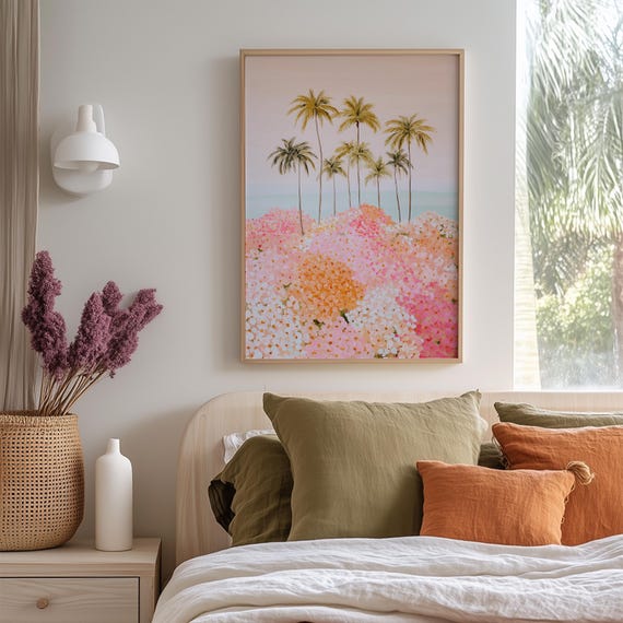 Tropical Palm Print, Pastel Coastal Art Print