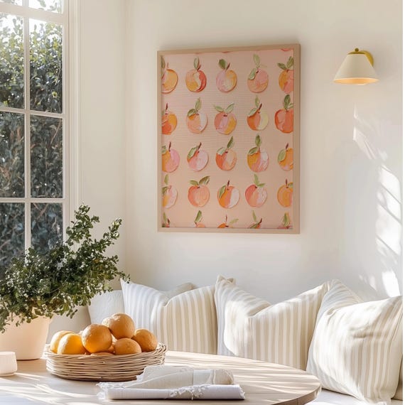 Abstract Peach Print Modern Pastel Kitchen Decor