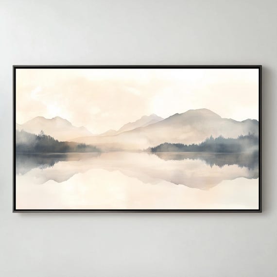 Frame Tv Art Neutral Abstract Mountains Landscape Moody Minimal Watercolor Tv Art Screensaver I Instant