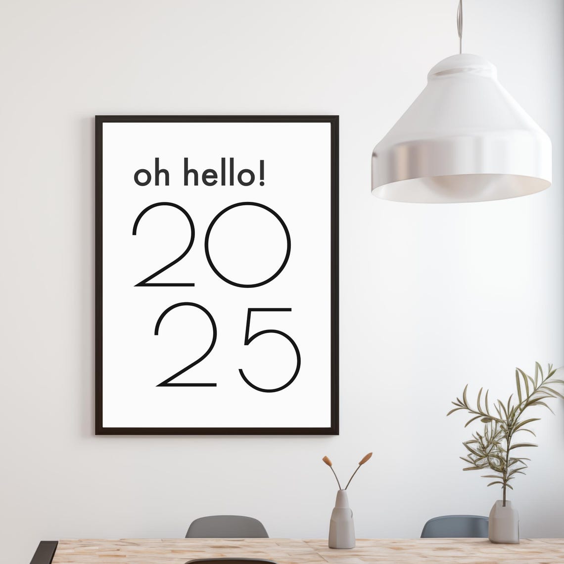 Oh Hello 2025 Minimal Black Typography New Year Eve Party Poster - Image 2
