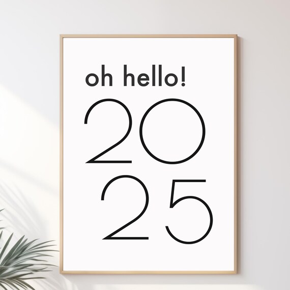 Happy New Year 2025 I Festive Home Decor I New Year Eve Wall Art I Party Home Decor I Typography Art I