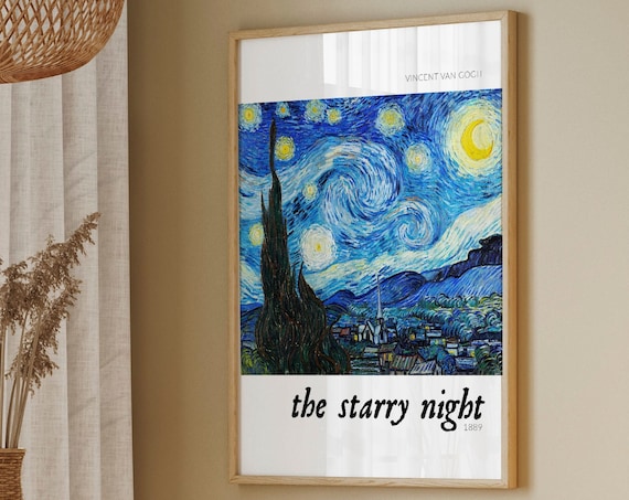 The Starry Night Vincent van Gogh Classic Masterpiece Art Poster