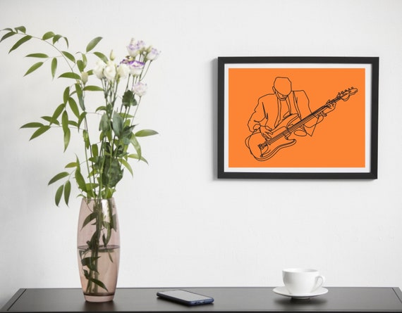 Minimalist Man Playing Guitar Line Art Music Wall Instrument Prints Simple Sketch