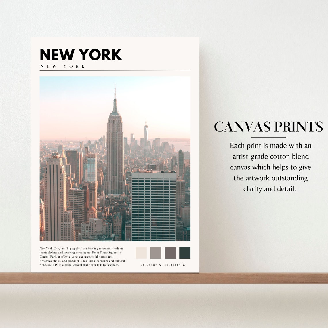New York Manhattan Empire State Building Skyline Sunset Travel Poster - Image 2