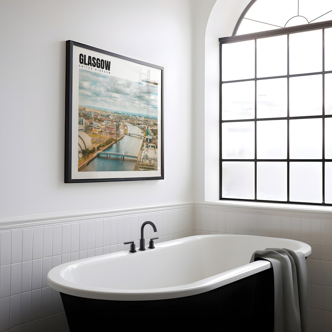Glasgow Scotland River Clyde Bridges Aerial Cityscape Poster - Image 2