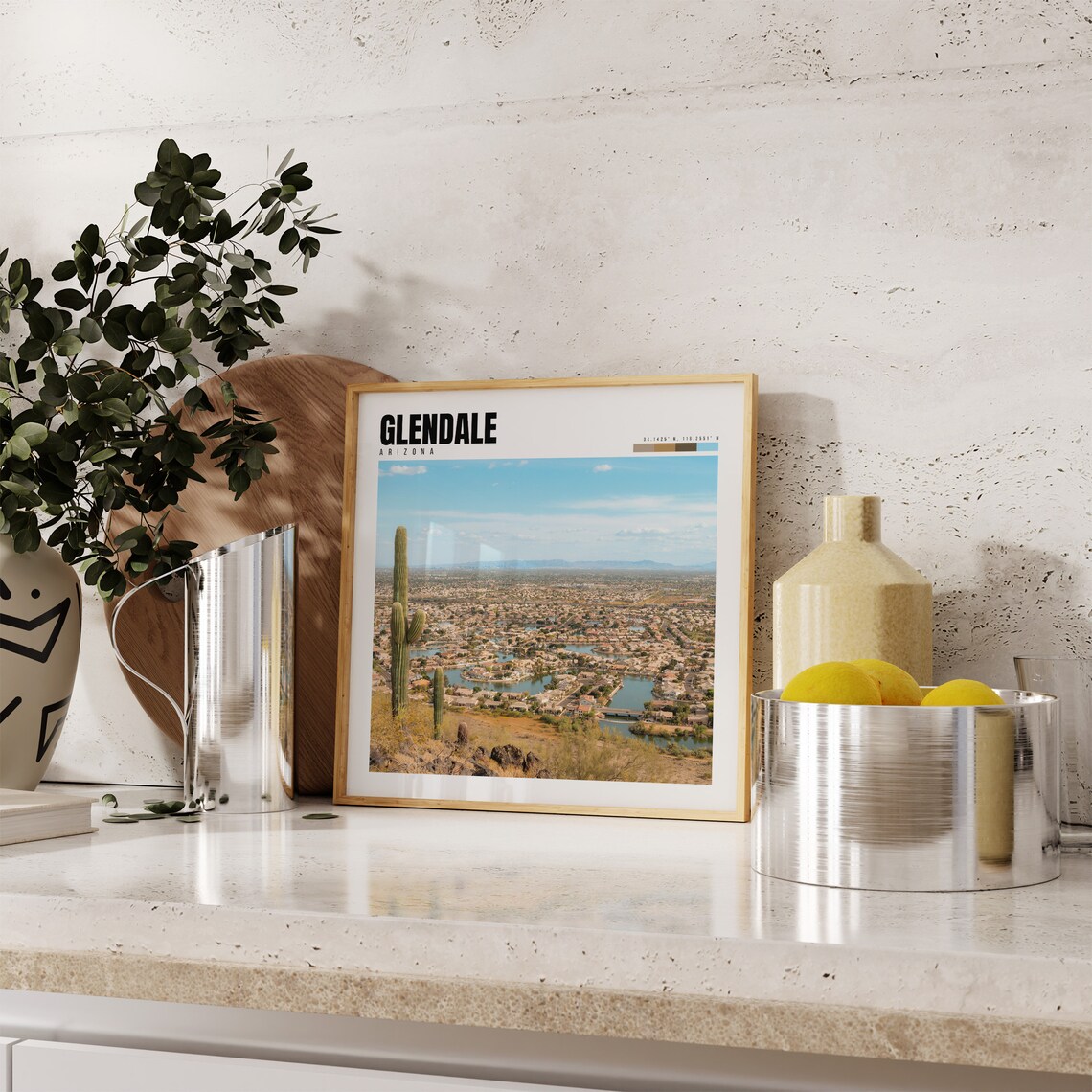 Glendale Arizona Desert Saguaro Cacti Suburban City View Poster - Image 4