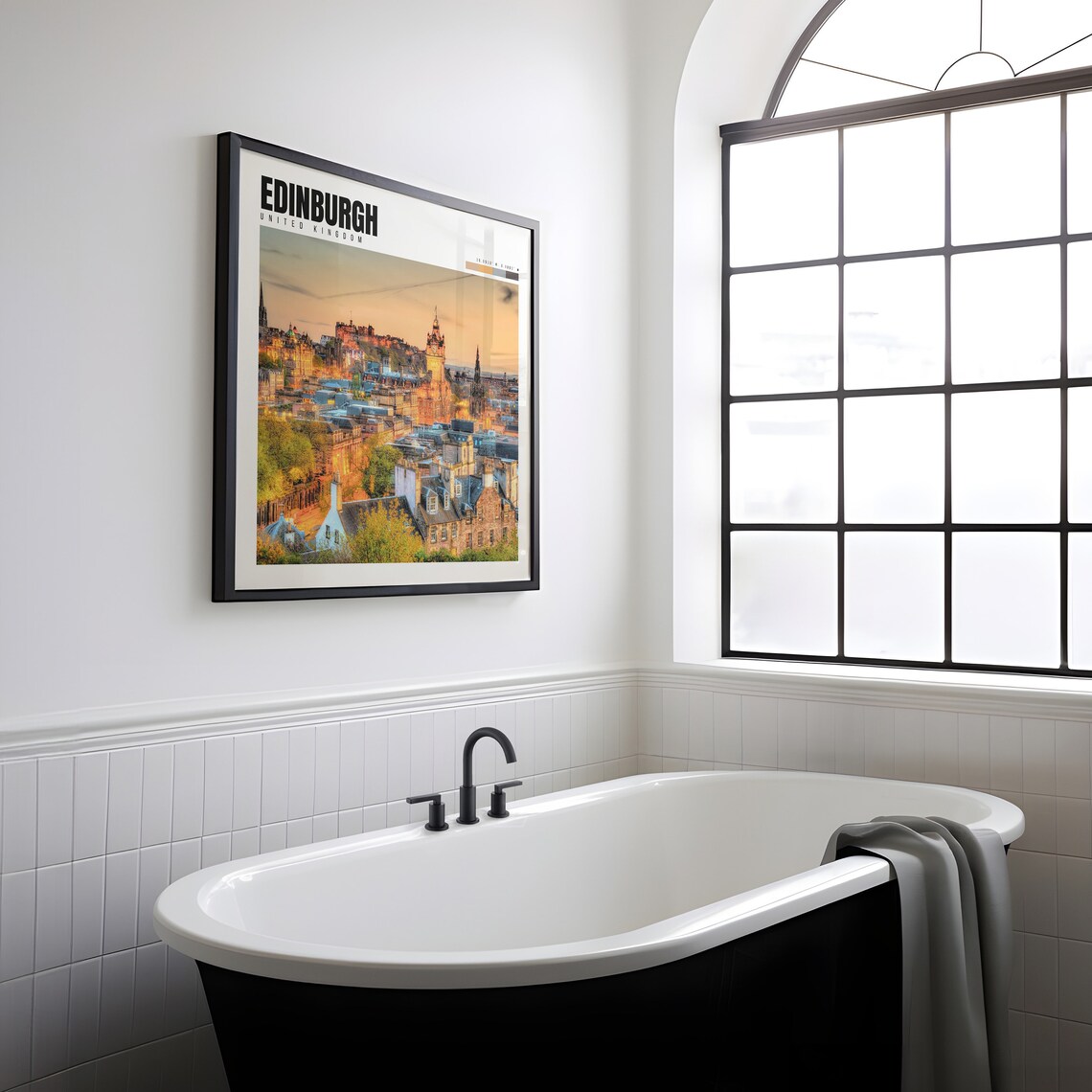 Edinburgh Scotland Castle Sunset Old Town Golden Evening View Poster - Image 2